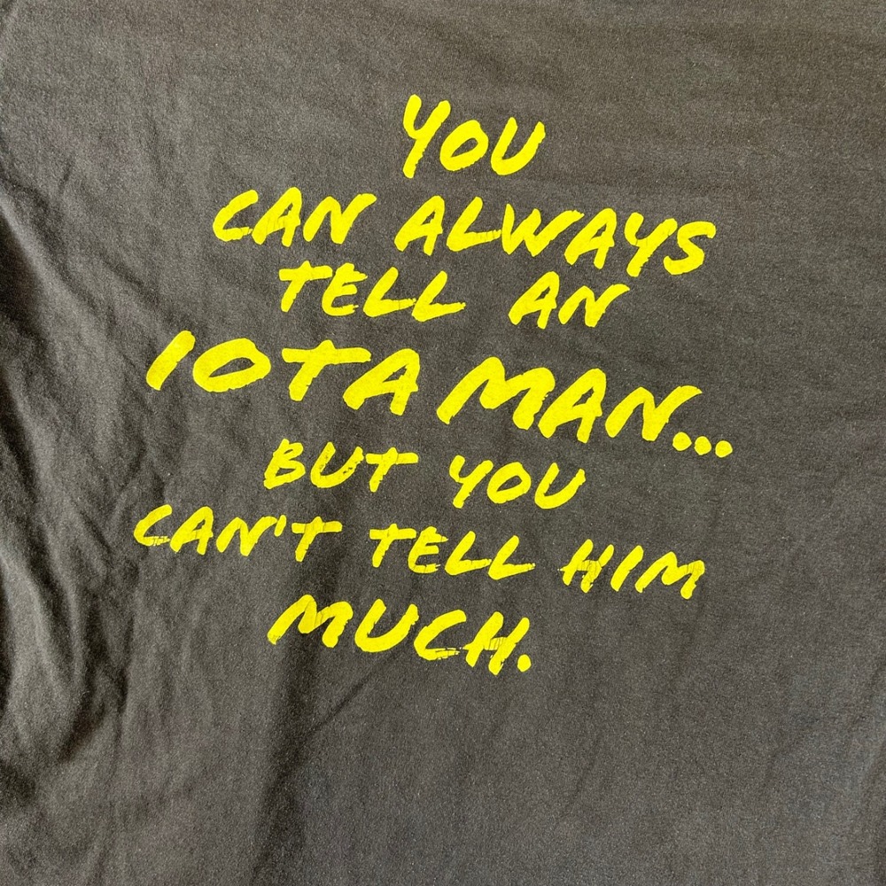 Gildan Iota Phi Theta OW-OW! Fraternity Graphic T-Shirt Brown XL Mens Humor - Picture 6 of 7